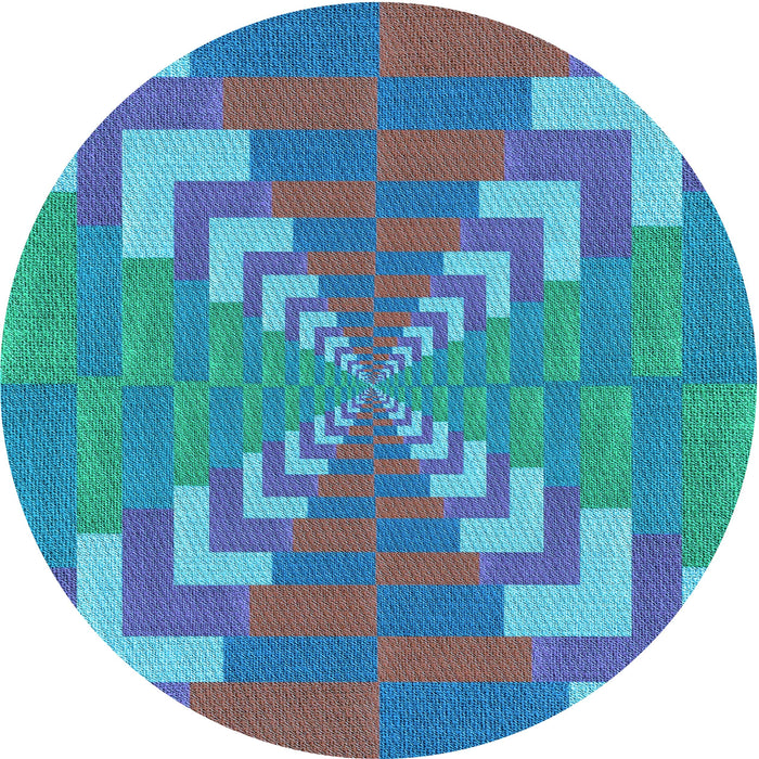 Square Patterned Bright Turquoise Blue Rug, pat3564lblu