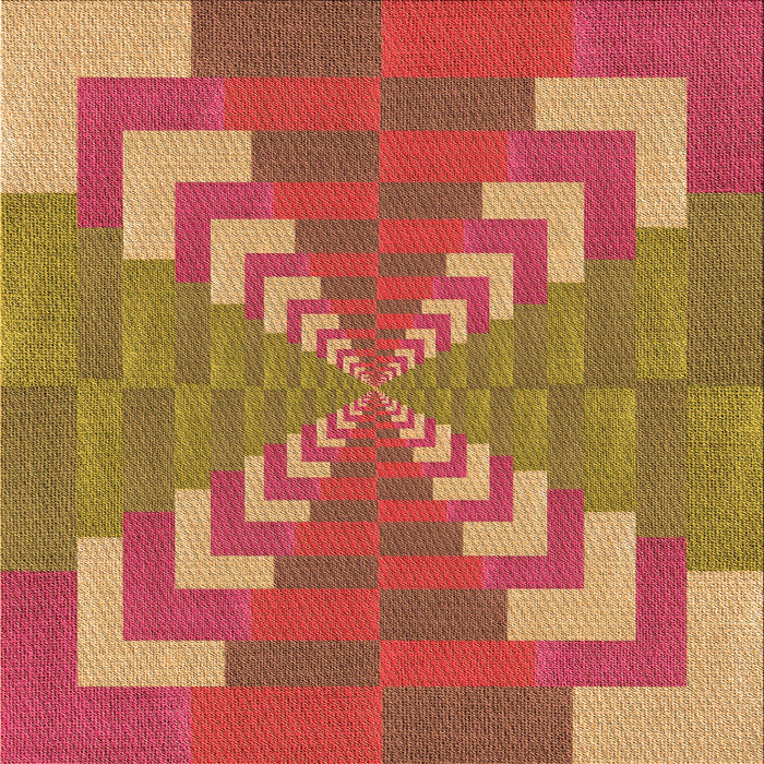 Round Patterned Red Rug, pat3564org