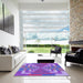 Square Patterned Dark Orchid Purple Rug in a Living Room, pat3564pur