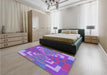 Patterned Dark Orchid Purple Rug in a Bedroom, pat3564pur