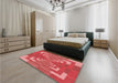 Patterned Red Rug in a Bedroom, pat3564rd