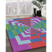 Patterned Blue Modern Rug in Family Room, pat3564