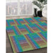 Machine Washable Transitional Mint Green Rug in a Family Room, wshpat3565lblu