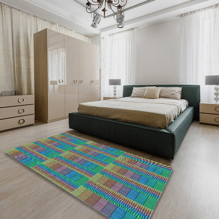 Patterned Mint Green Rug in a Bedroom, pat3565lblu