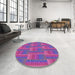 Round Patterned Magenta Pink Rug in a Office, pat3565pur