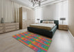 Machine Washable Transitional Green Rug in a Bedroom, wshpat3565