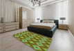 Patterned Dark Bronze Brown Rug in a Bedroom, pat3566grn