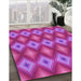 Machine Washable Transitional Deep Pink Rug in a Family Room, wshpat3566pur