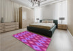 Patterned Deep Pink Rug in a Bedroom, pat3566pur