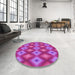 Round Patterned Deep Pink Rug in a Office, pat3566pur