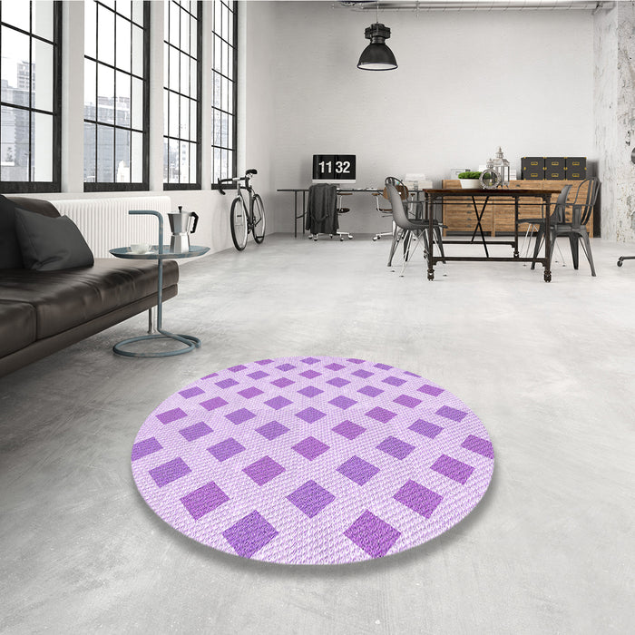 Round Patterned Purple Rug in a Office, pat3567pur