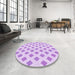 Round Patterned Purple Rug in a Office, pat3567pur