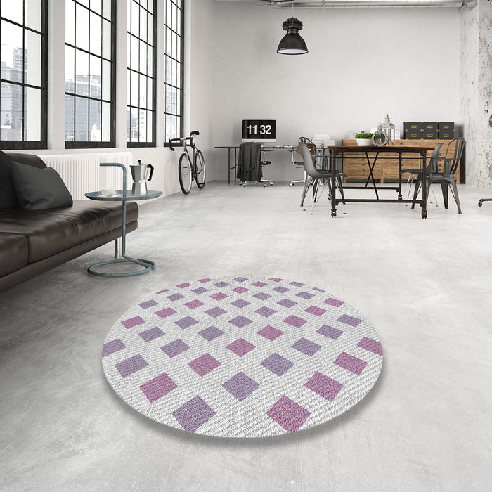 Round Machine Washable Transitional Lavender Purple Rug in a Office, wshpat3567