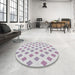 Round Machine Washable Transitional Lavender Purple Rug in a Office, wshpat3567