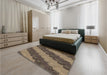 Patterned Dark Brown Rug in a Bedroom, pat3568brn