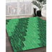 Machine Washable Transitional Forest Green Rug in a Family Room, wshpat3568grn