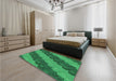 Patterned Forest Green Rug in a Bedroom, pat3568grn