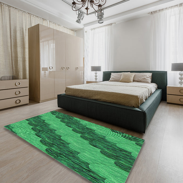 Patterned Forest Green Rug in a Bedroom, pat3568grn