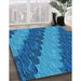 Patterned Blue Rug in Family Room, pat3568lblu