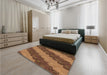 Patterned Red Brown Rug in a Bedroom, pat3568org