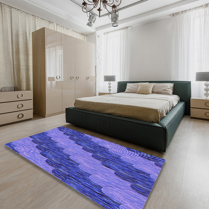 Round Machine Washable Transitional Purple Rug in a Office, wshpat3568pur
