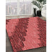 Patterned Red Rug in Family Room, pat3568rd