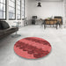 Round Patterned Red Rug in a Office, pat3568rd