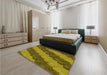 Patterned Dark Bronze Brown Rug in a Bedroom, pat3568yw