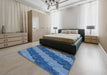 Machine Washable Transitional Blueberry Blue Rug in a Bedroom, wshpat3568