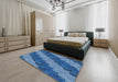 Patterned Blue Novelty Rug in a Bedroom, pat3568