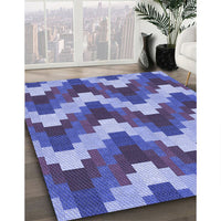 Patterned Deep Periwinkle Purple Rug, pat3569blu