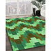 Machine Washable Transitional Seaweed Green Rug in a Family Room, wshpat3569grn