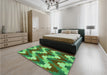 Patterned Seaweed Green Rug in a Bedroom, pat3569grn