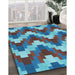 Patterned Bright Turquoise Blue Rug in Family Room, pat3569lblu