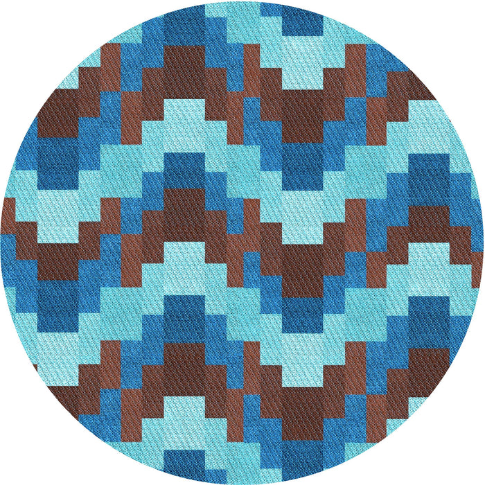 Square Patterned Bright Turquoise Blue Rug, pat3569lblu