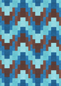 Machine Washable Transitional Bright Turquoise Blue Rug, wshpat3569lblu