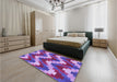 Round Machine Washable Transitional Dark Magenta Purple Rug in a Office, wshpat3569pur