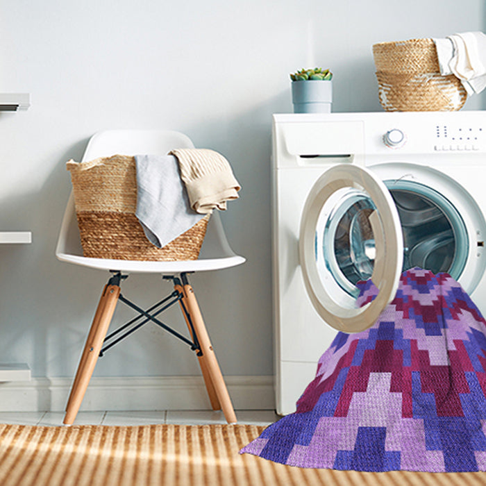 Machine Washable Transitional Dark Magenta Purple Rug in a Washing Machine, wshpat3569pur