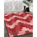 Patterned Red Rug in Family Room, pat3569rd