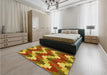 Patterned Mahogany Brown Rug in a Bedroom, pat3569yw