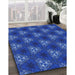 Machine Washable Transitional Cobalt Blue Rug in a Family Room, wshpat356