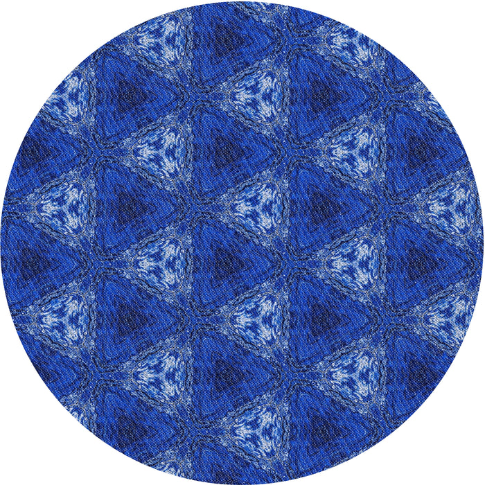 Sideview of Patterned Cobalt Blue Novelty Rug, pat356