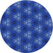 Sideview of Patterned Cobalt Blue Novelty Rug, pat356