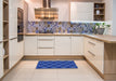 Machine Washable Transitional Cobalt Blue Rug in a Kitchen, wshpat356