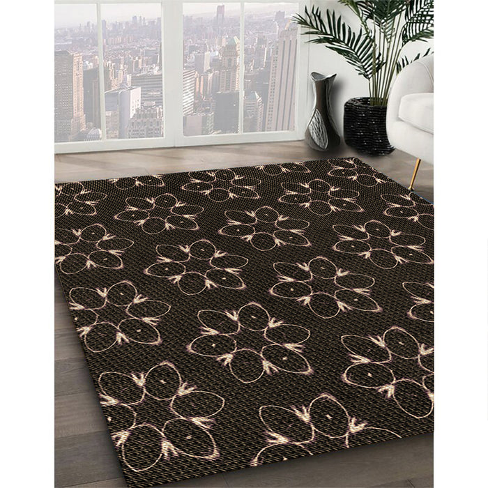 Patterned Coffee Brown Rug in Family Room, pat357brn
