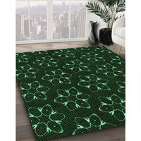 Patterned Black Rug, pat357grn