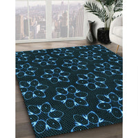 Patterned Black Rug, pat357lblu