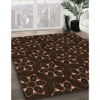 Patterned Saddle Brown Rug, pat357org