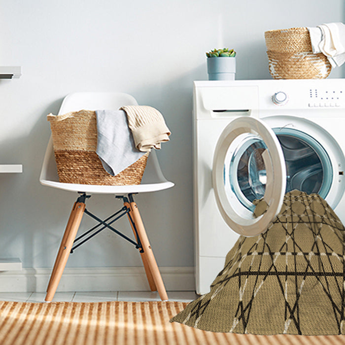 Machine Washable Transitional Red Brown Rug in a Washing Machine, wshpat3570brn