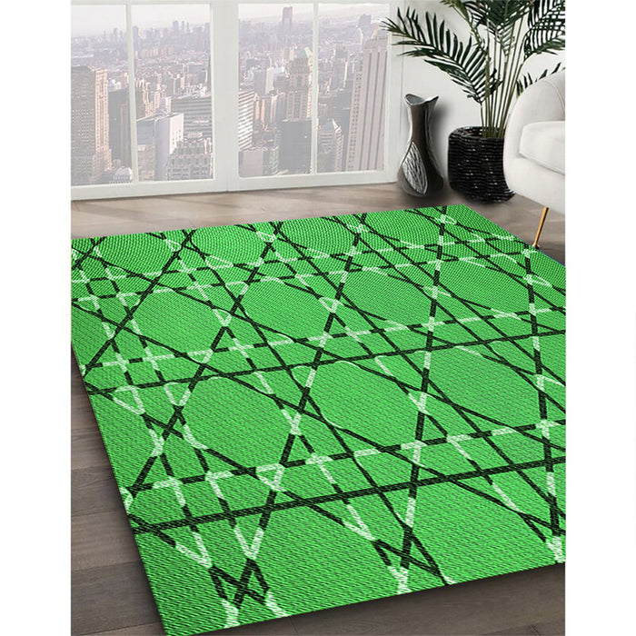 Patterned Green Rug in Family Room, pat3570grn